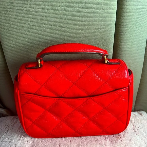 Tory Burch Red Quilted Leather Mini Handbag - Picture 8 of 8